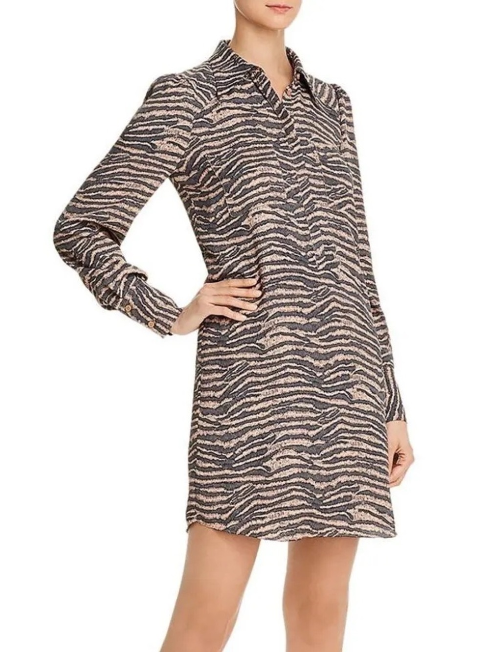 Joie Tiger Print Chiffon Shirt Dress